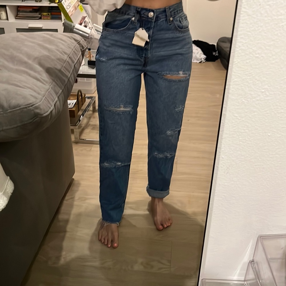 Forever 21 premium distressed mom jeans